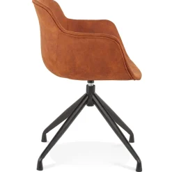 Chaise design avec accoudoirs 'SOUND' en microfibre brune