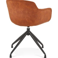 Chaise design avec accoudoirs 'SOUND' en microfibre brune