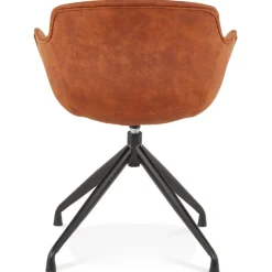 Chaise design avec accoudoirs 'SOUND' en microfibre brune