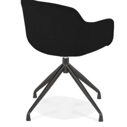 Chaise design avec accoudoirs 'SWAN' en tissu noir
