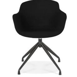 Chaise design avec accoudoirs 'SWAN' en tissu noir