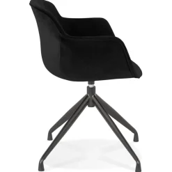 Chaise design avec accoudoirs 'GRAPIN' en velours noir