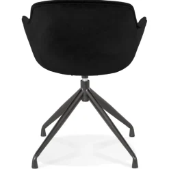 Chaise design avec accoudoirs 'GRAPIN' en velours noir