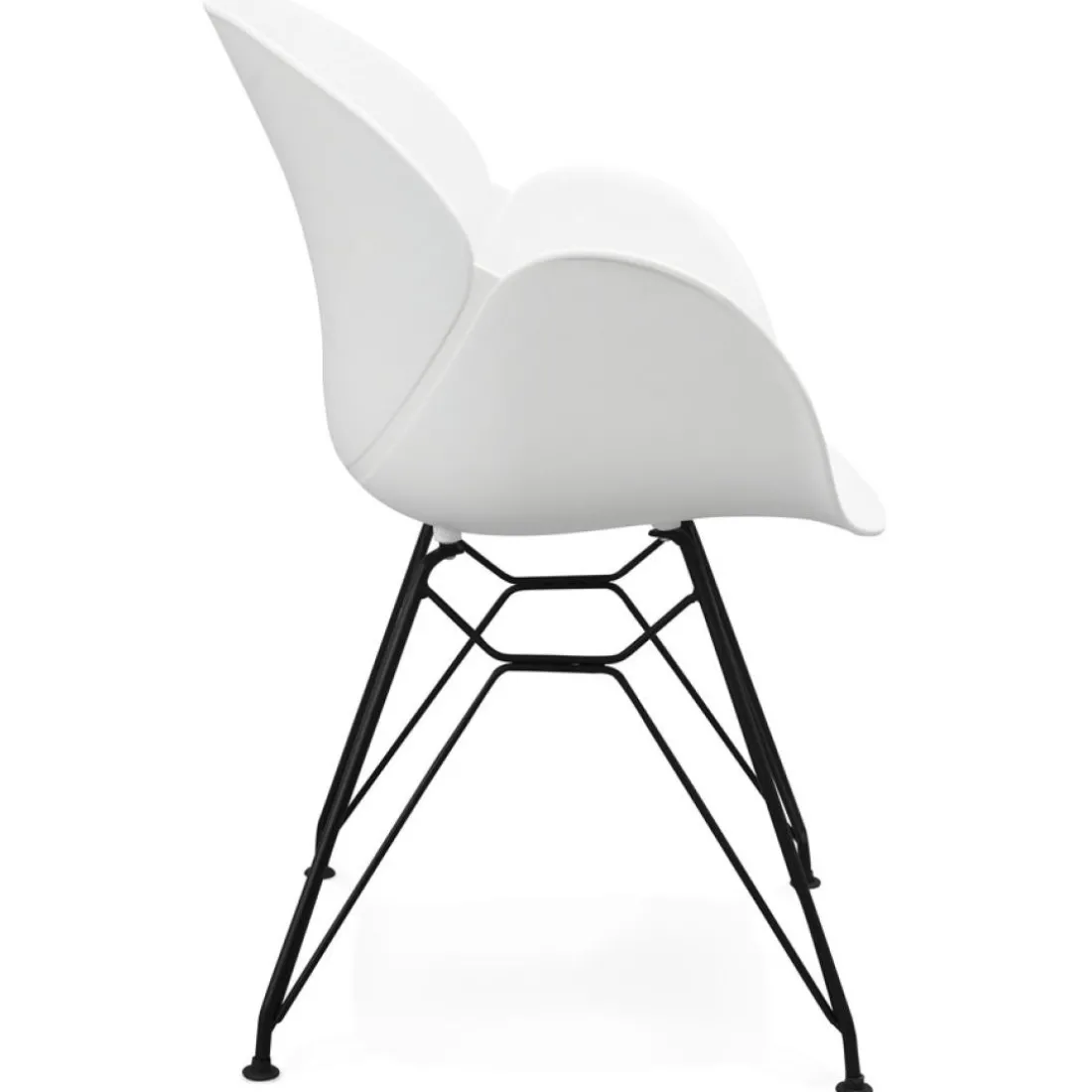 Chaise design 'SATELIT' blanche style industriel avec pieds en métal noir