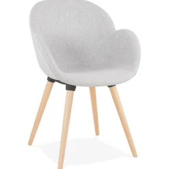 Chaise design scandinave 'TAPIOCA' en tissu gris clair