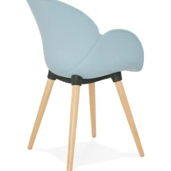 Chaise design scandinave 'PICATA' bleue avec pieds en bois
