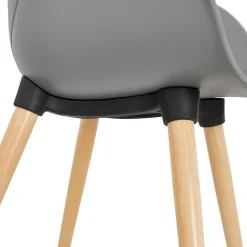 Chaise design scandinave 'PICATA' grise avec pieds en bois