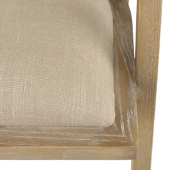 Chaise en bois assise tissu couleur lin dossier rotin naturel PIERRE