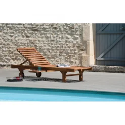 Chaise Longue en bois Teck huilé