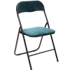 Chaise pliante en velours bleu