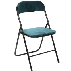 Chaise pliante en velours bleu