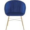 Chaise SARTA Velours Bleu Pieds Or