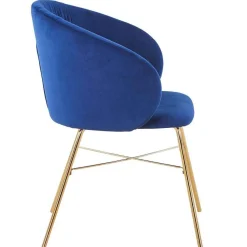 Chaise SARTA Velours Bleu Pieds Or