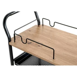 Chariot de cuisine en métal noir et étagères décor chêne clair