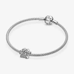 Charm empreinte de patte scintillante Pandora Moments