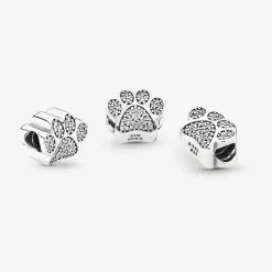 Charm empreinte de patte scintillante Pandora Moments