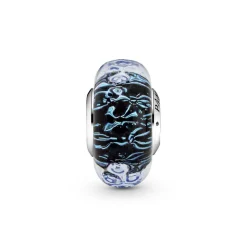 Charm Océan Verre de Murano Bleu Foncé Ondulé Pandora Colours - Argent