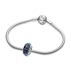Charm Océan Verre de Murano Bleu Foncé Ondulé Pandora Colours - Argent