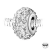 Charm perle pavé de cristaux blancs et acier par SC Crystal