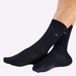 Chaussettes mi-hautes homme Fil d'Ecosse Fait en France Eminence bleu