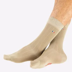 Chaussettes mi-hautes homme Fil d'Ecosse Fait en France Eminence beige