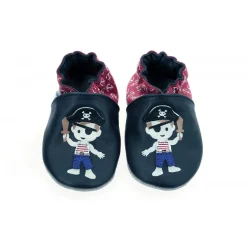 Chausson Bebe pour Garçon en cuir bleu marine