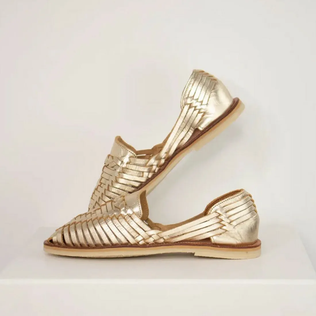Chaussures cuir tressé femme Alègre champagne