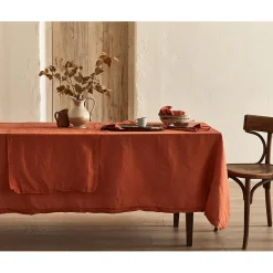 Chemin de Table en Coton BIO et Chanvre Terracota