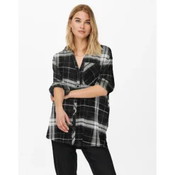 Chemise à boutons noire en viscose