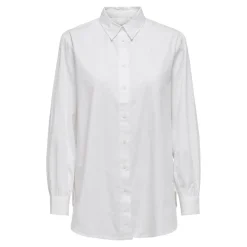 Chemise Col chemise Manches longues blanc en coton