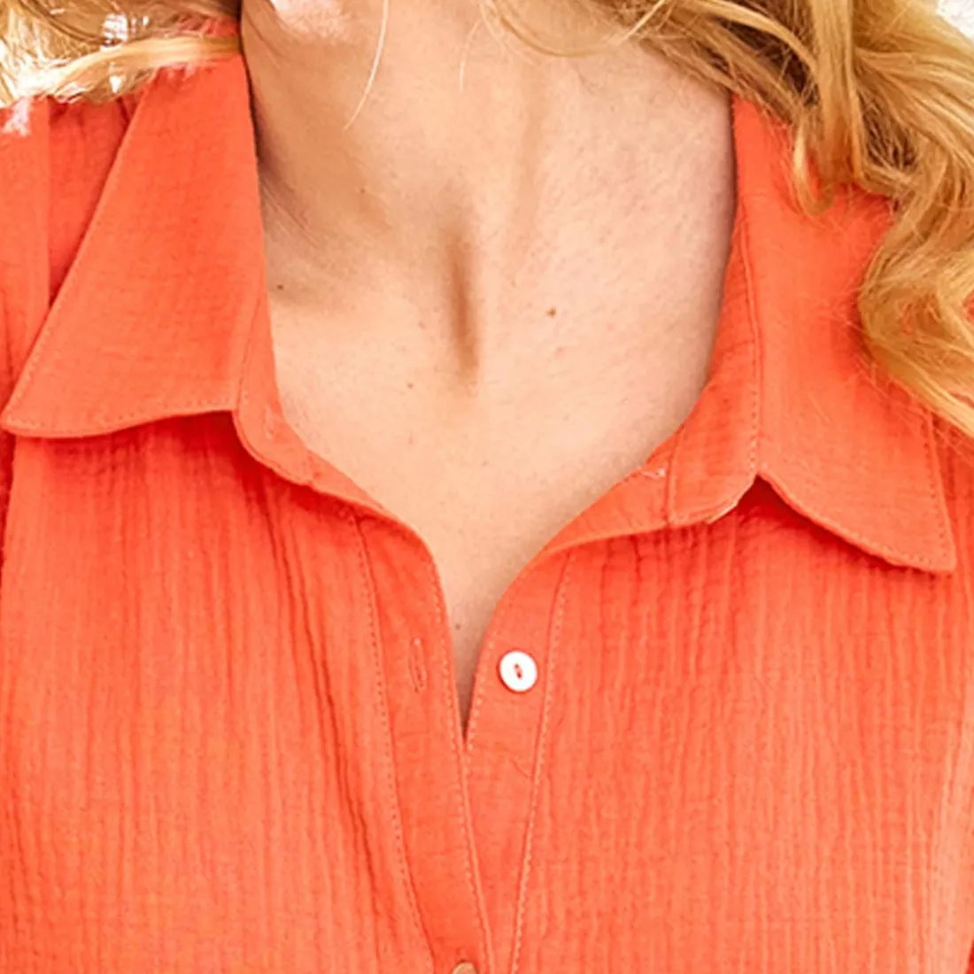 Chemise de nuit corail en gaz coton