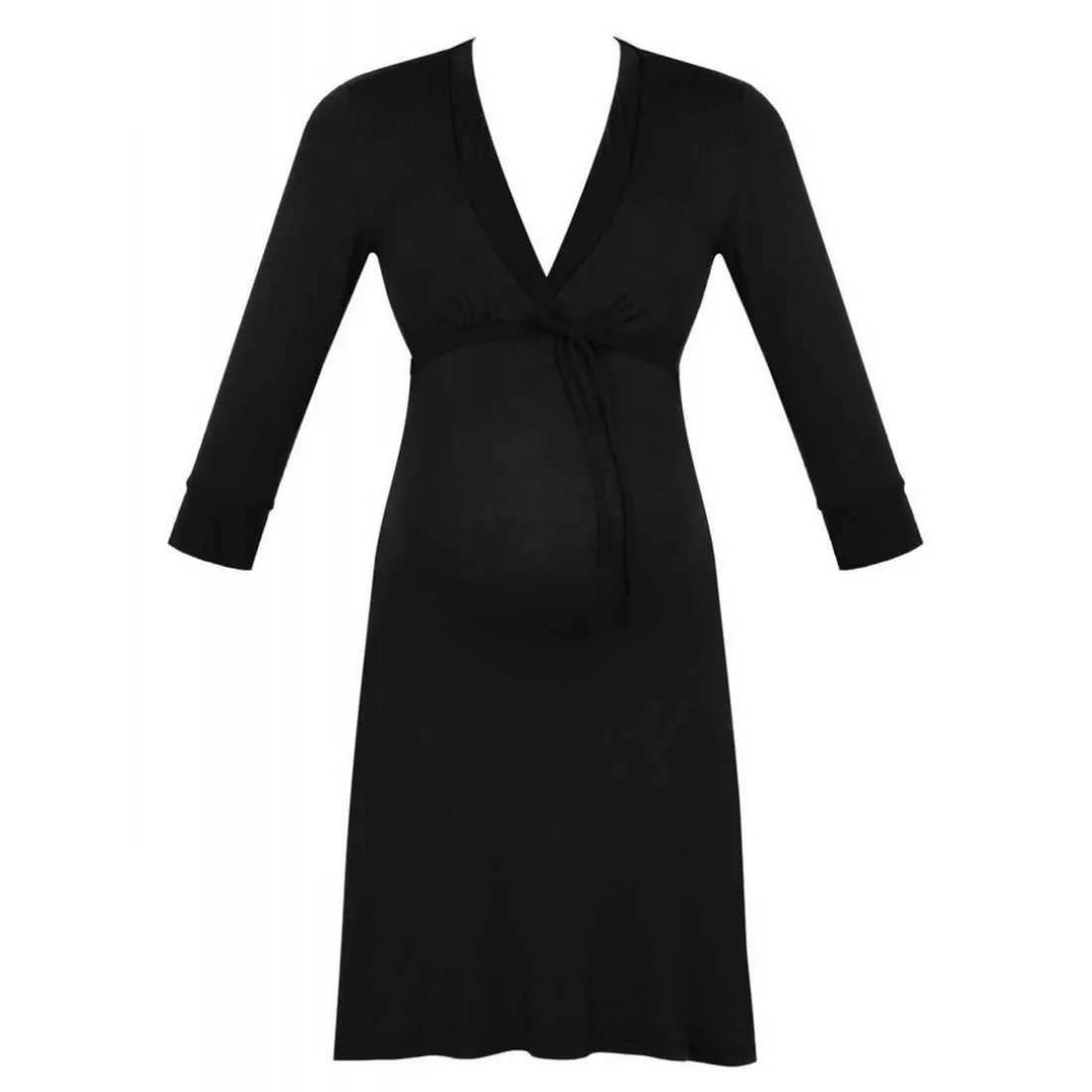Chemise de nuit grossesse et allaitement noire Cache-Cœur Lingerie en viscose