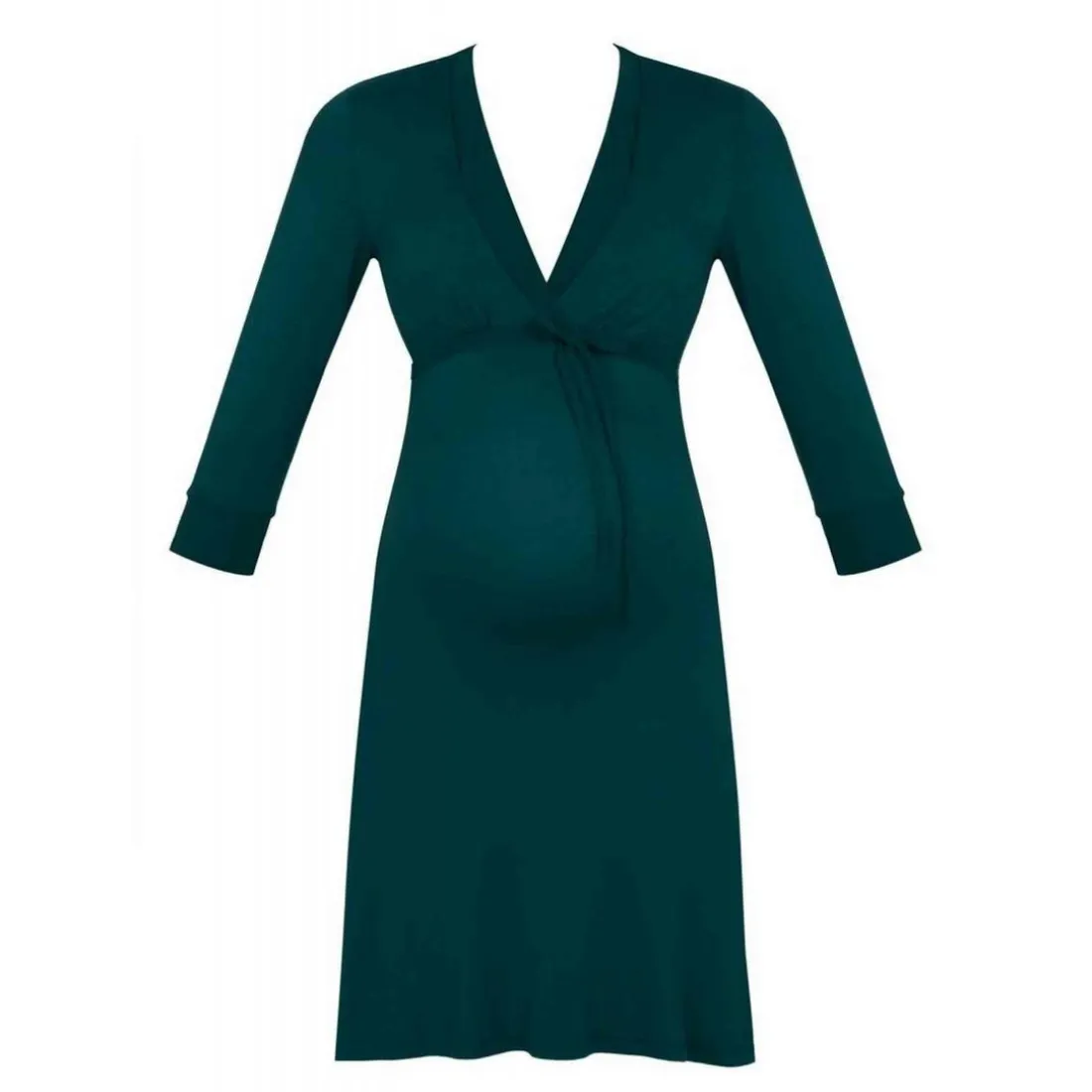 Chemise de nuit grossesse et allaitement verte Cache-Cœur Lingerie en viscose