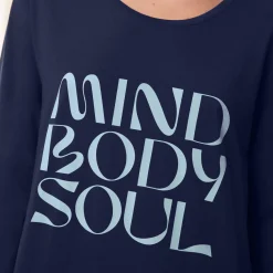 Chemise de nuit manches longues en coton bleu