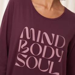 Chemise de nuit manches longues en coton marron