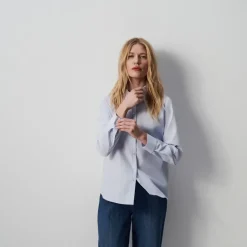 Chemise femme bleue claire en coton bleu clair