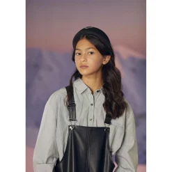 Chemise fille oversize Ginagi à rayures vertes en coton pour fille