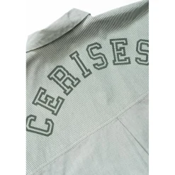 Chemise fille oversize Ginagi à rayures vertes en coton pour fille