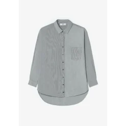 Chemise fille oversize Ginagi à rayures vertes en coton pour fille