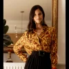 Chemise imprimée toile de jouy - Alma jaune en viscose