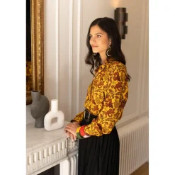 Chemise imprimée toile de jouy - Alma jaune en viscose