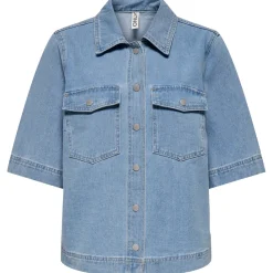 Chemise manche courte en Jean ONLBELLE - Bleu Clair Kaye