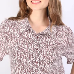 Chemise manches ballons Rose en viscose