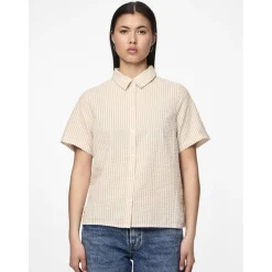 Chemise manches courtes Sally beige en coton Ava