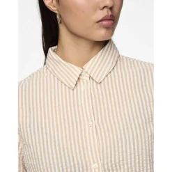 Chemise manches courtes Sally beige en coton Ava