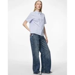 Chemise manches courtes Sally bleu en coton Sue