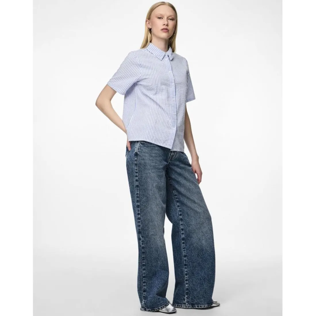 Chemise manches courtes Sally bleu en coton Sue