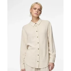 Chemise manches longues beige ficelle en viscose Vinsty Bree