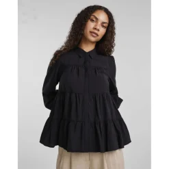 Chemise manches longues noir en viscose Bella