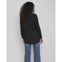 Chemise manches longues noir Fleur